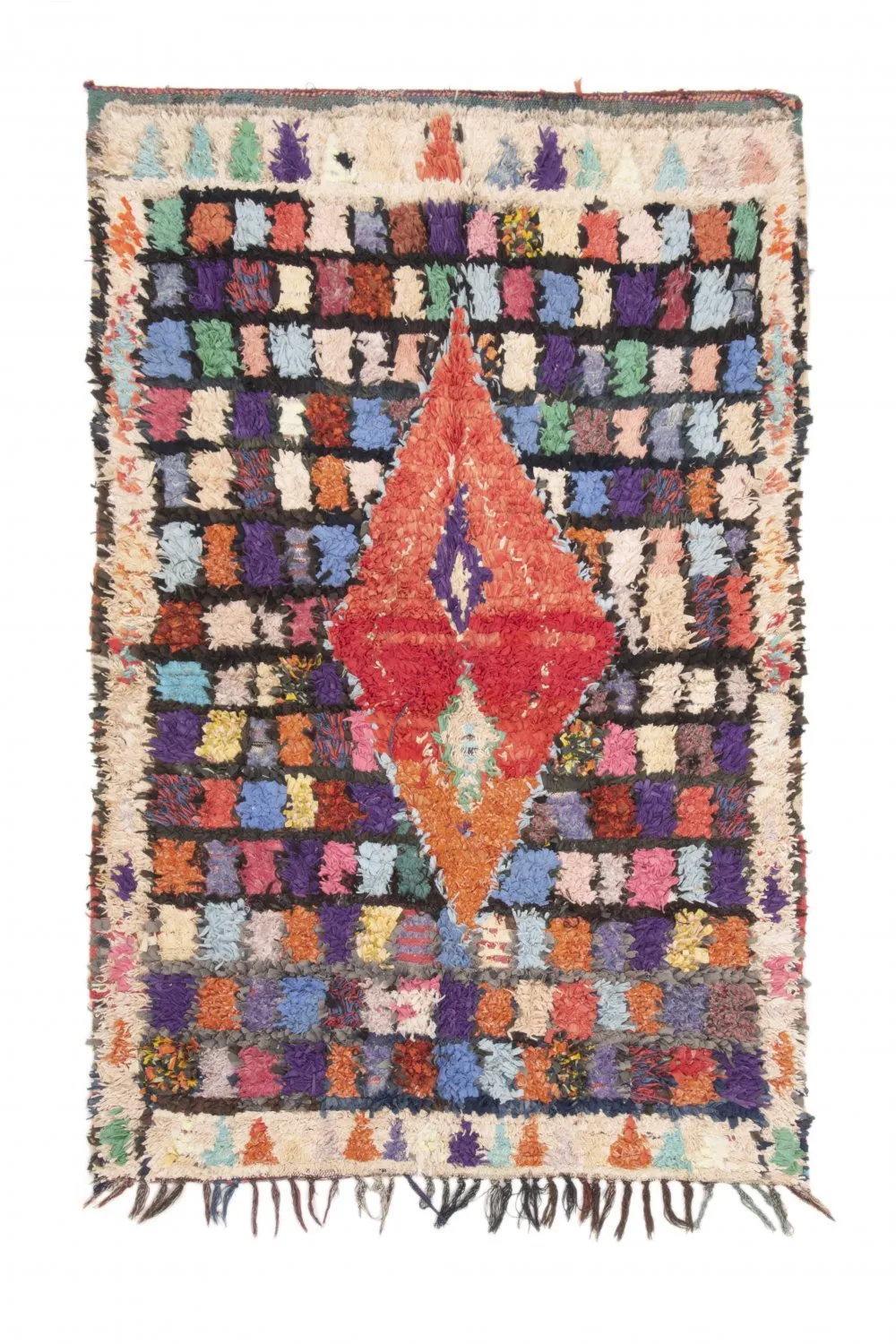 Marokkansk Boucherouite-teppe 195 x 125 cm