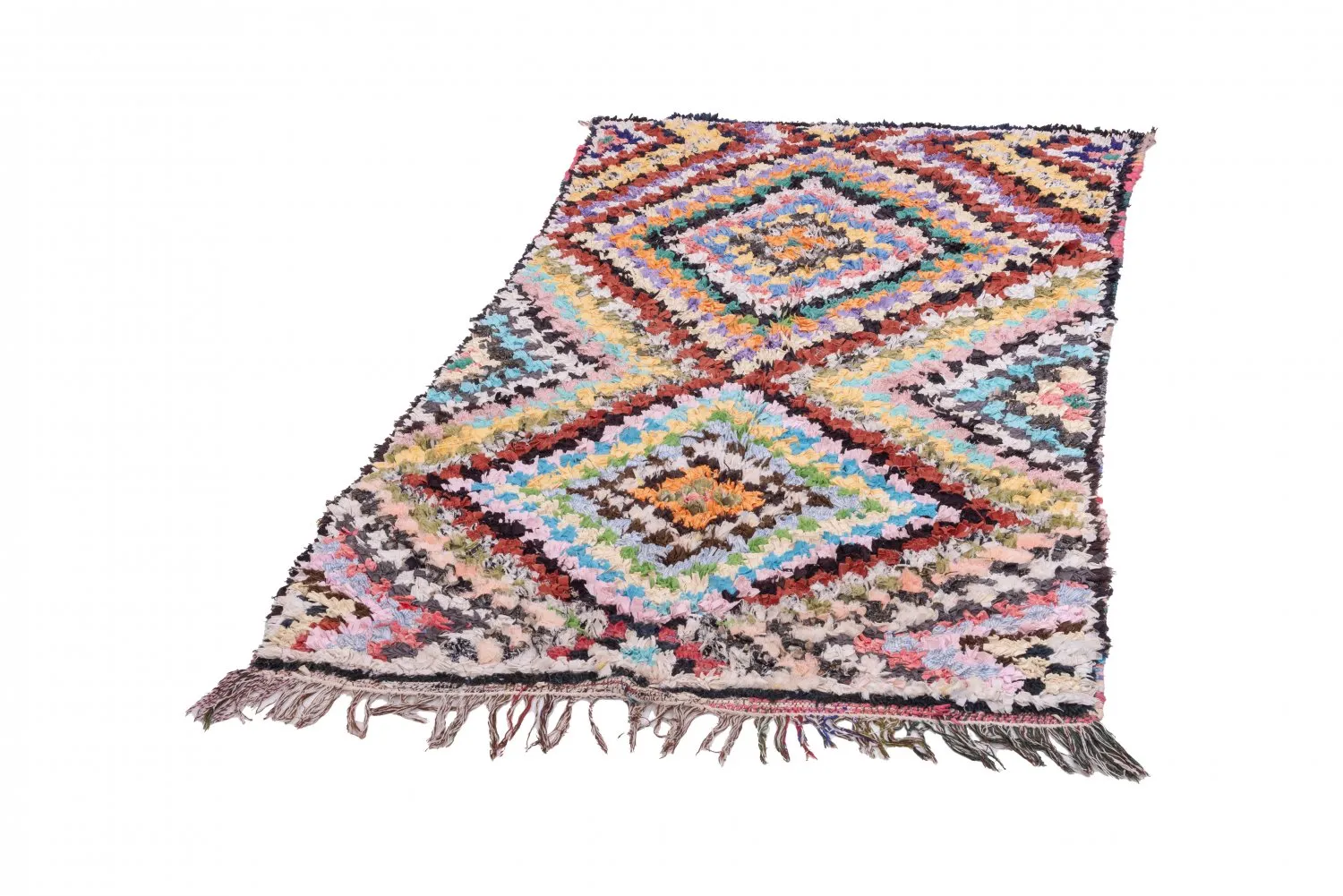Marokkansk Boucherouite-teppe 215 x 120 cm