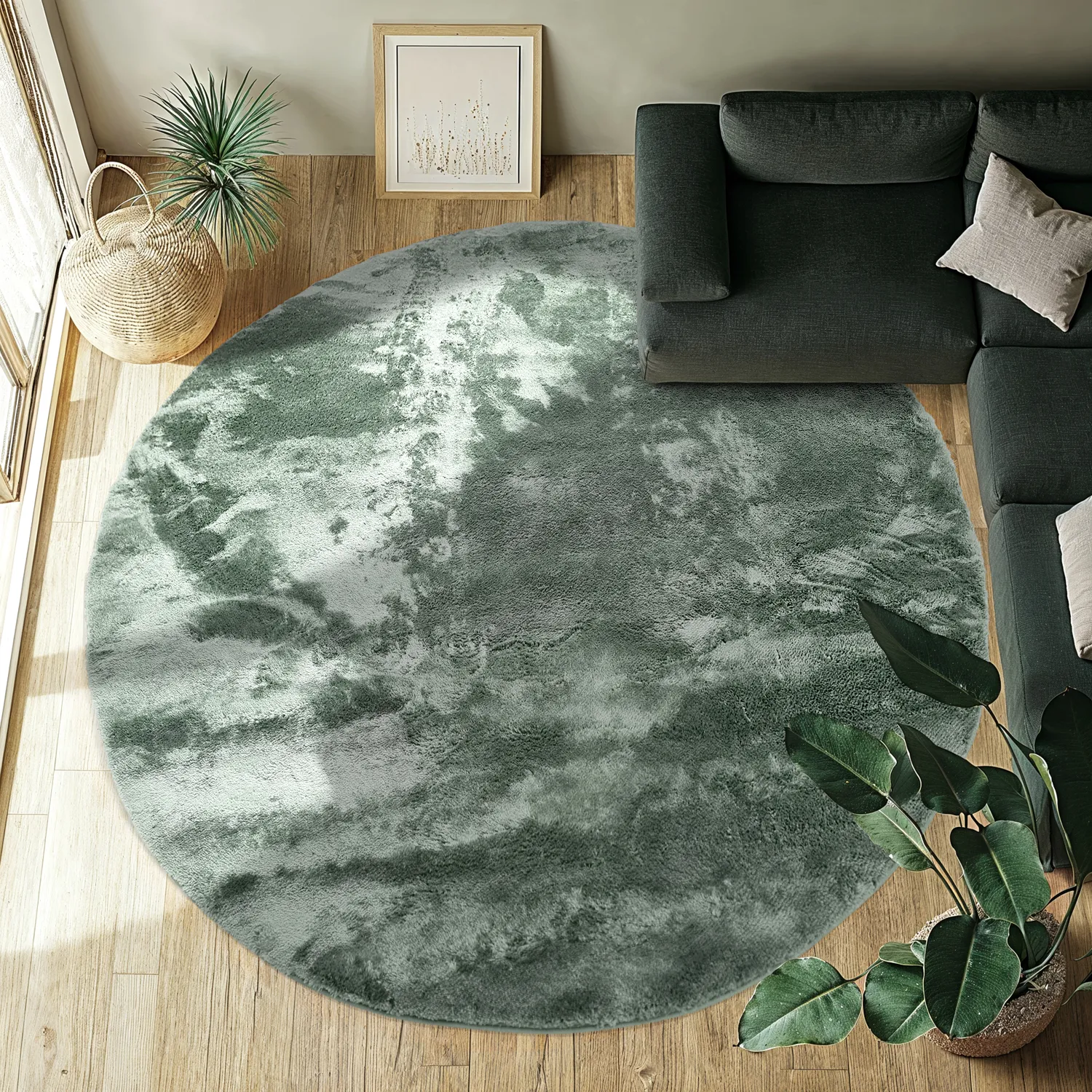 Runde tepper - Aranga Super Soft Fur (grønn)