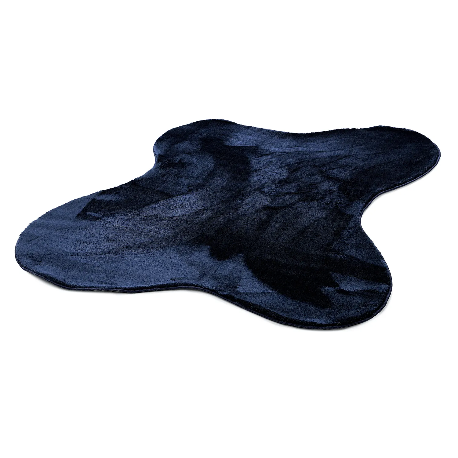 Asymmetrisk Bølgete Ryeteppe - Aranga Super Soft Fur (mørkeblått)