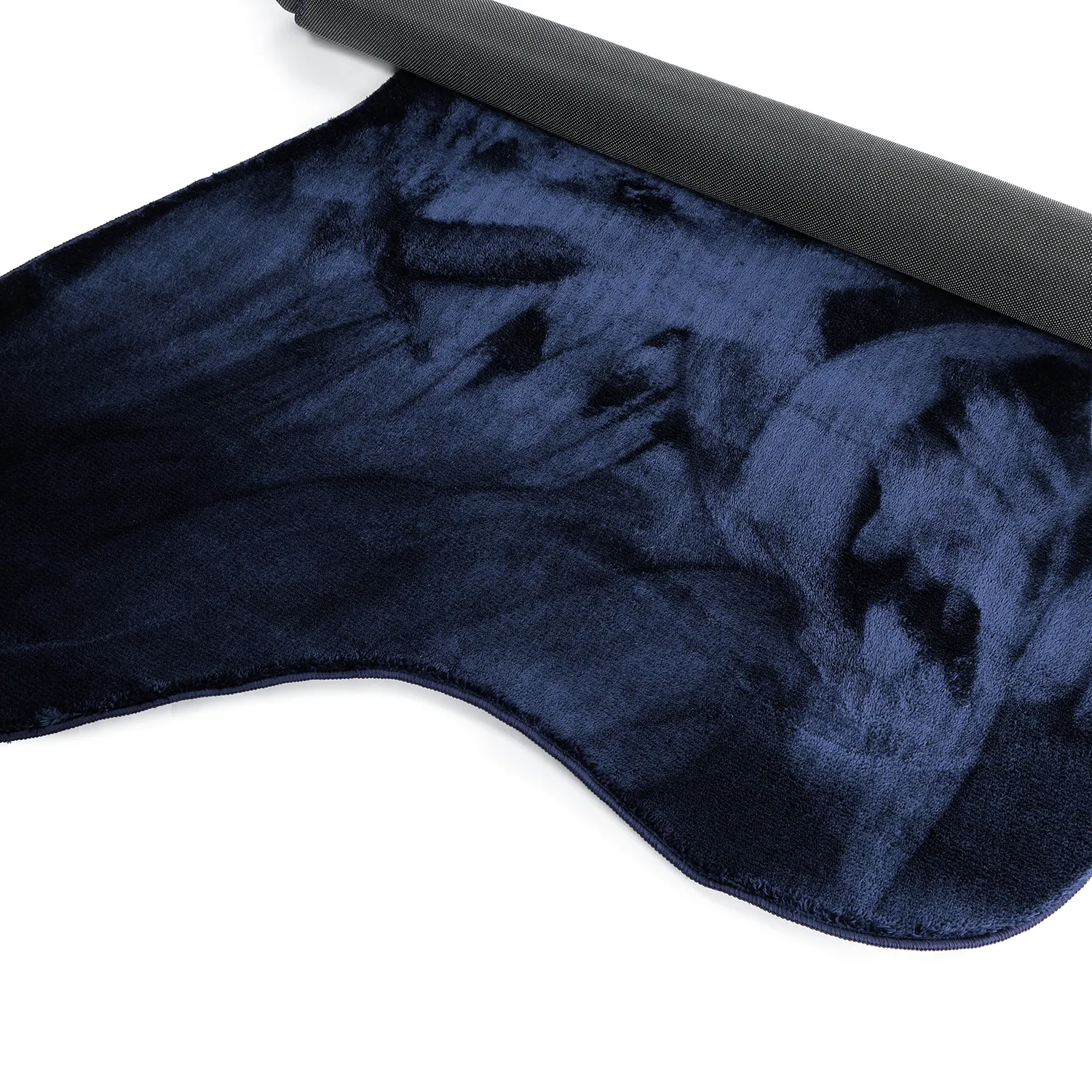 Asymmetrisk Bølgete Ryeteppe - Aranga Super Soft Fur (mørkeblått)