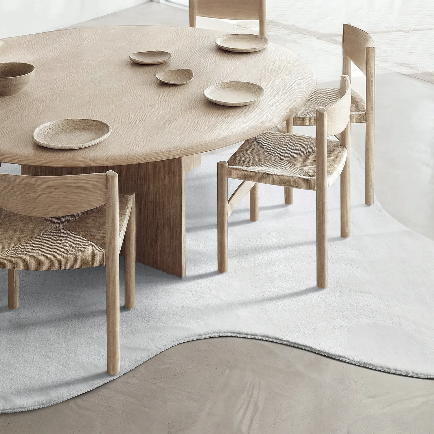 Asymmetrisk Bølgete Ryeteppe - Aranga Super Soft Fur (hvit)