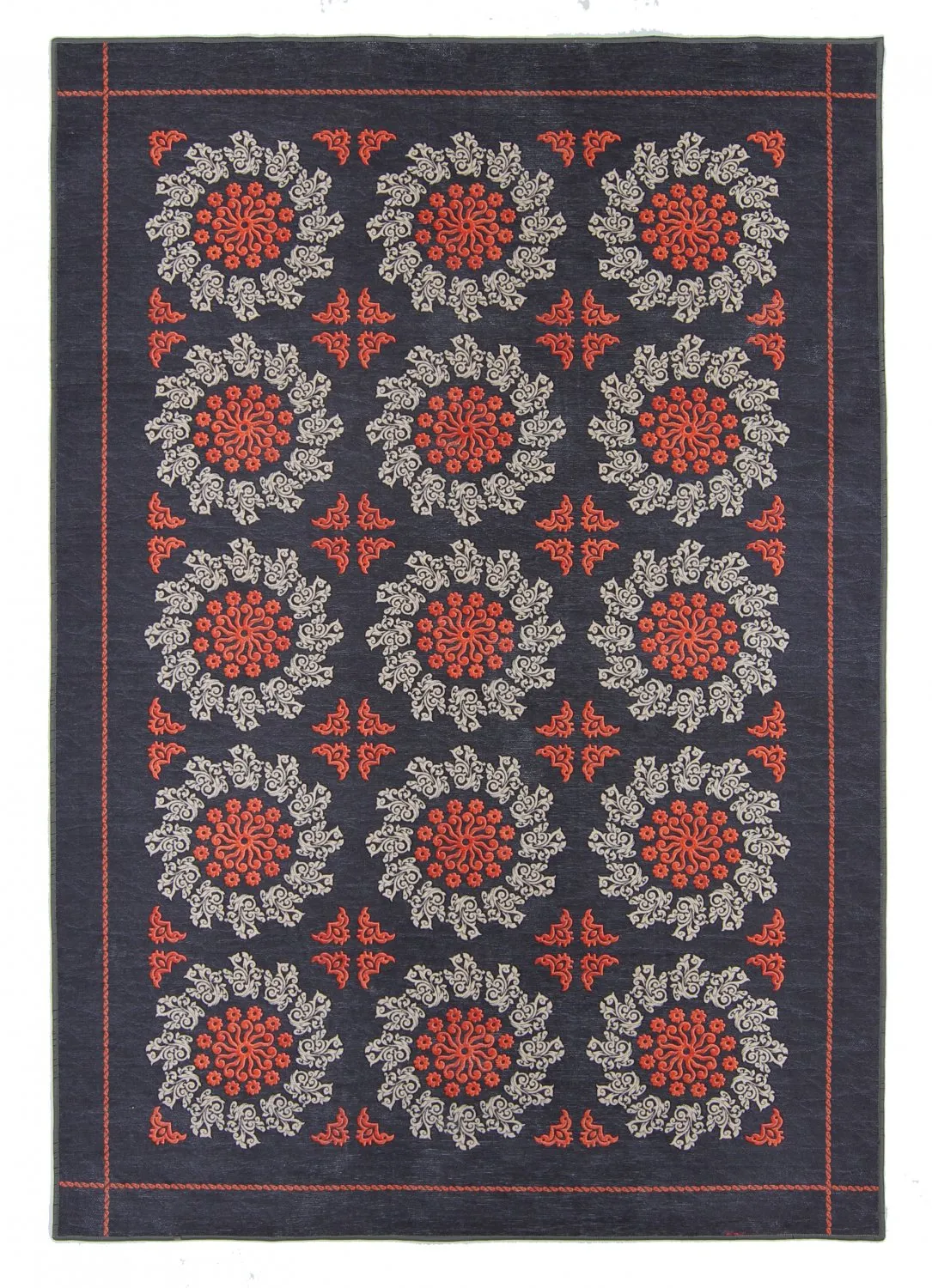 Wilton-teppe - Florina (grå/blå/oransje)
