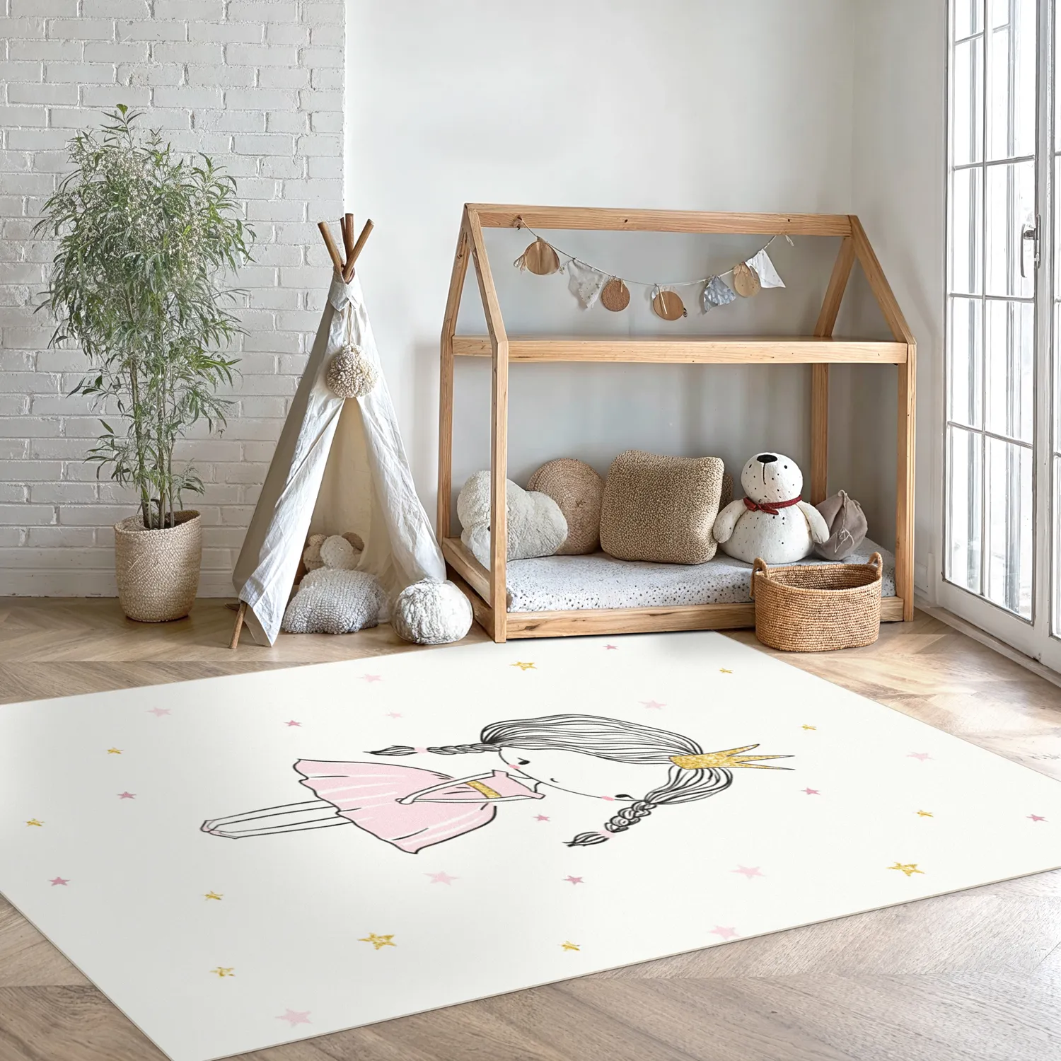 Barneteppe - Princess (rosa)