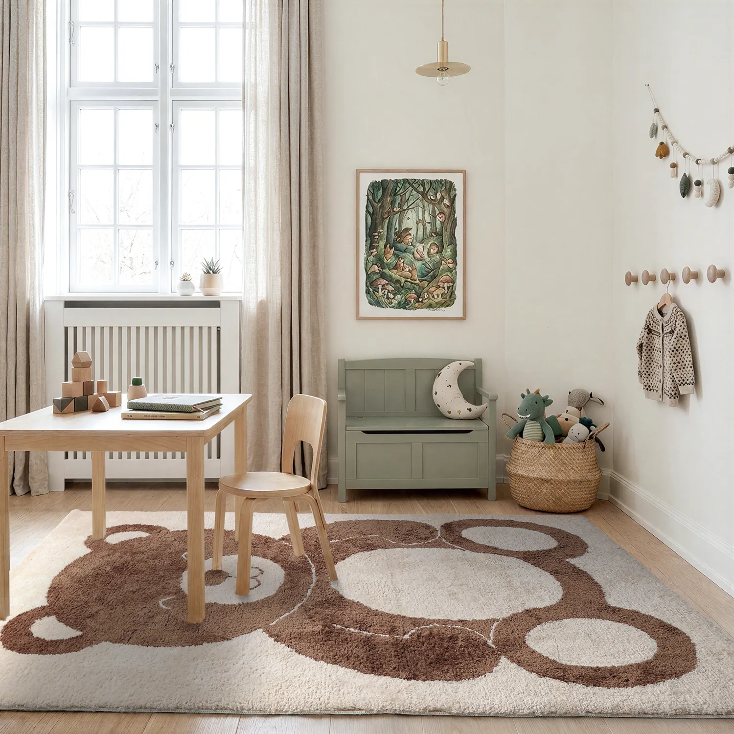 Barneteppe - Soft Teddybear (krem/brun)