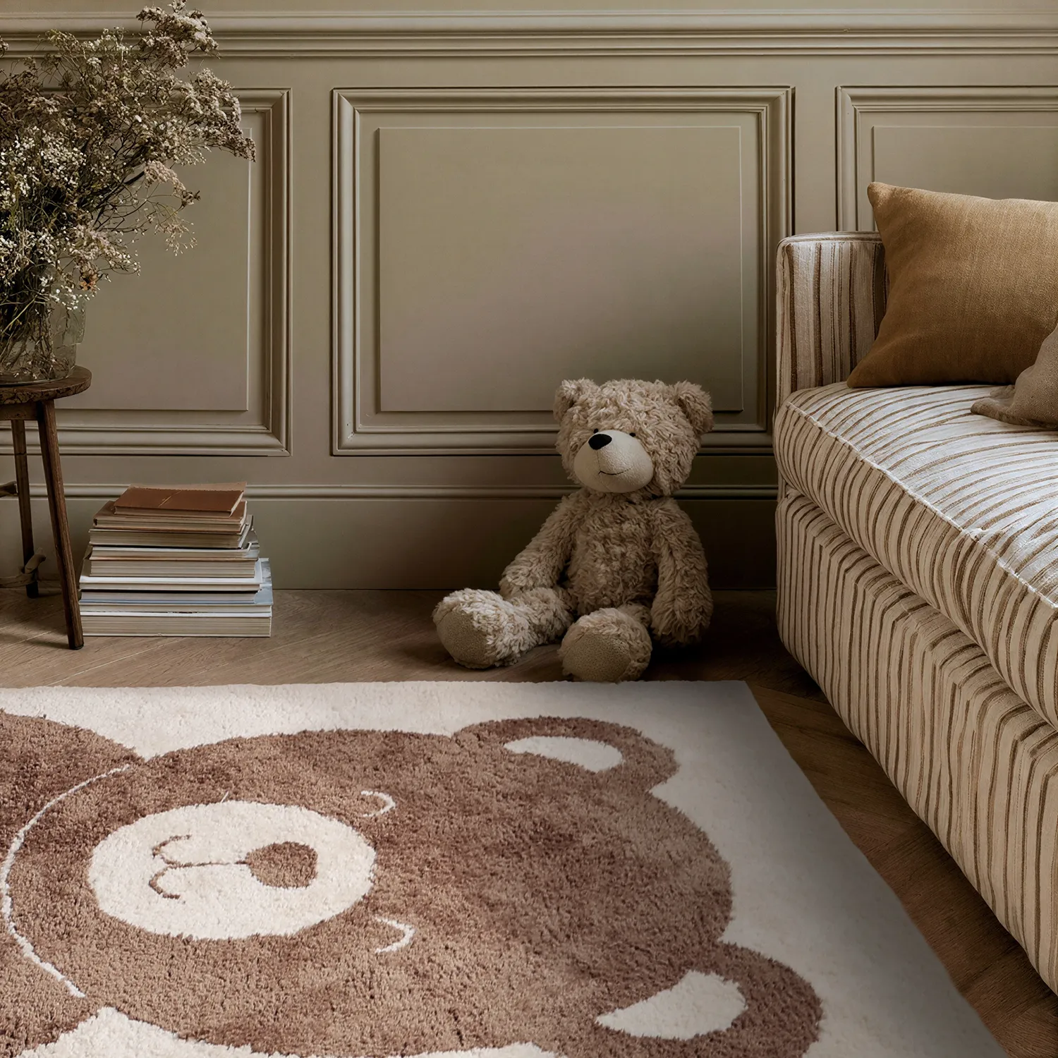 Barneteppe - Soft Teddybear (krem/brun)