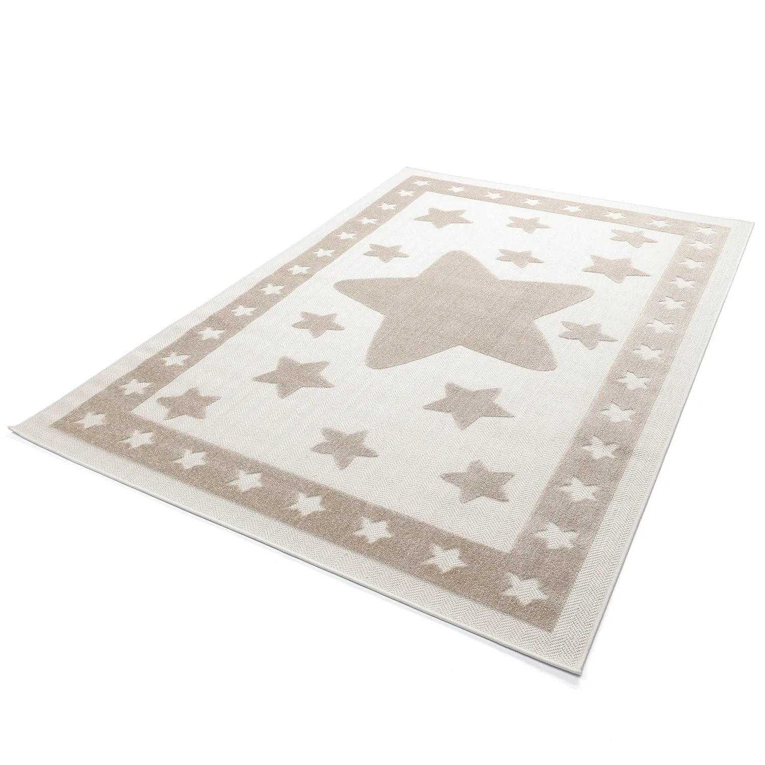 Barneteppe - Star Frame (krem/brun)