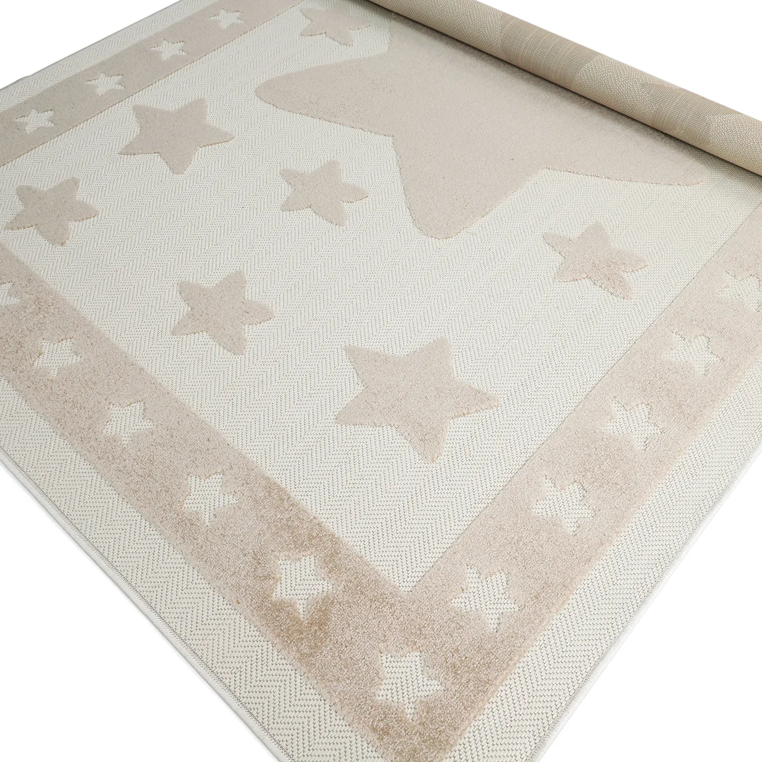 Barneteppe - Star Frame (krem/brun)