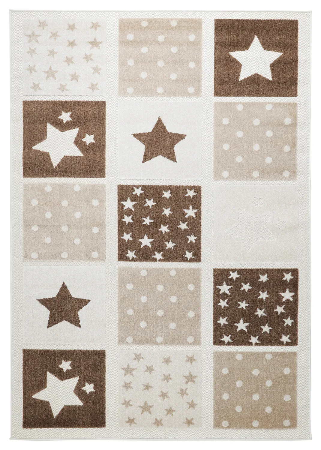 Barneteppe - Star Grid (krem/brun)