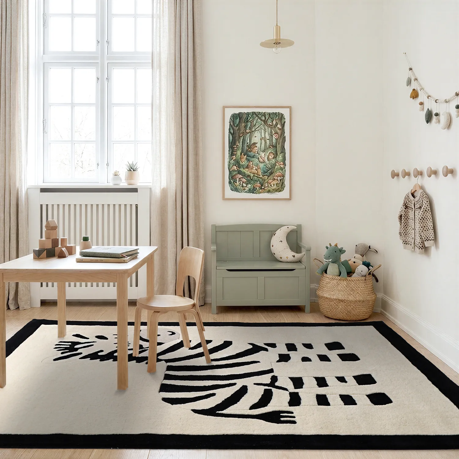 Barneteppe - Zebra Hand Tufted Wool Premium (beige/svart)
