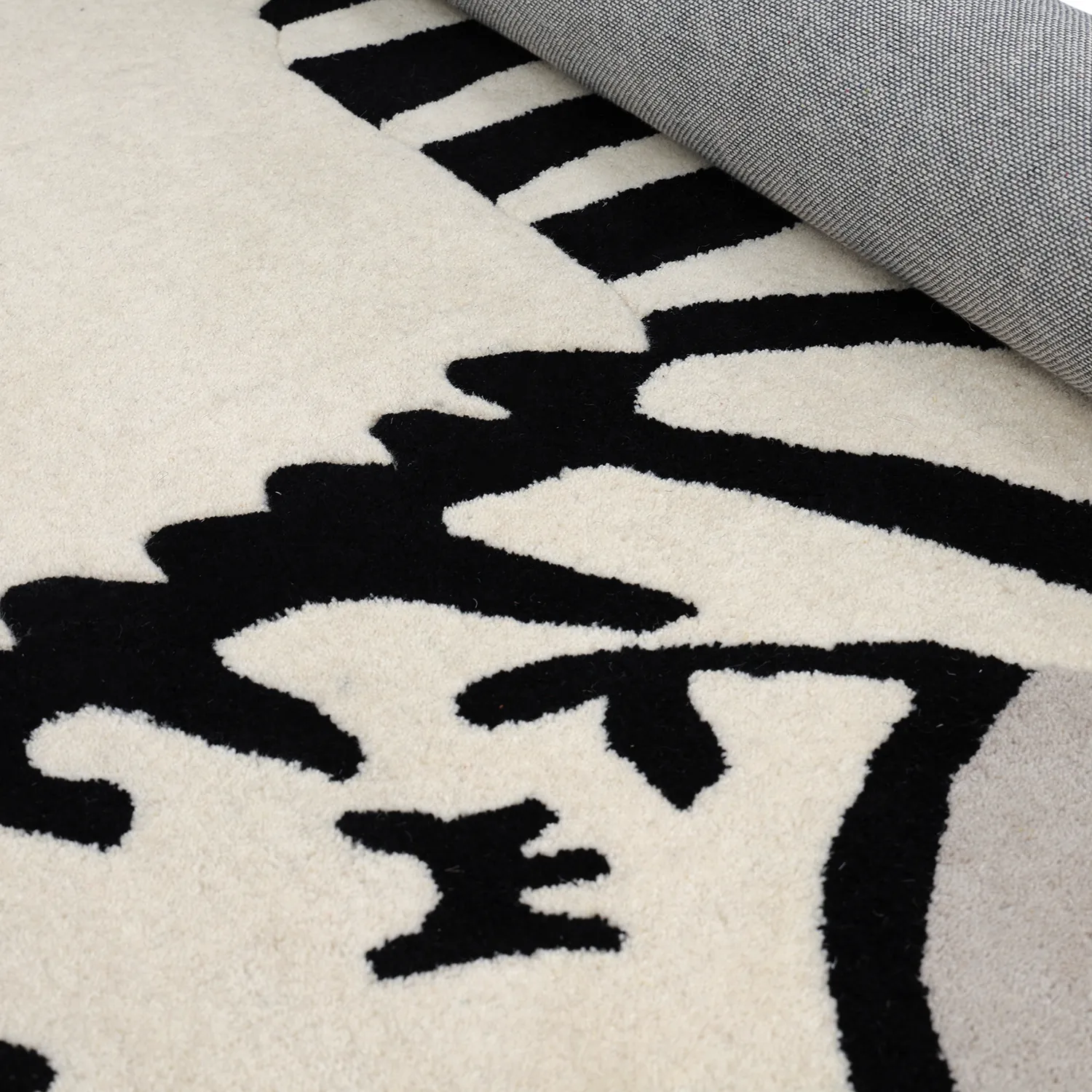 Barneteppe - Zebra Hand Tufted Wool Premium (beige/svart)