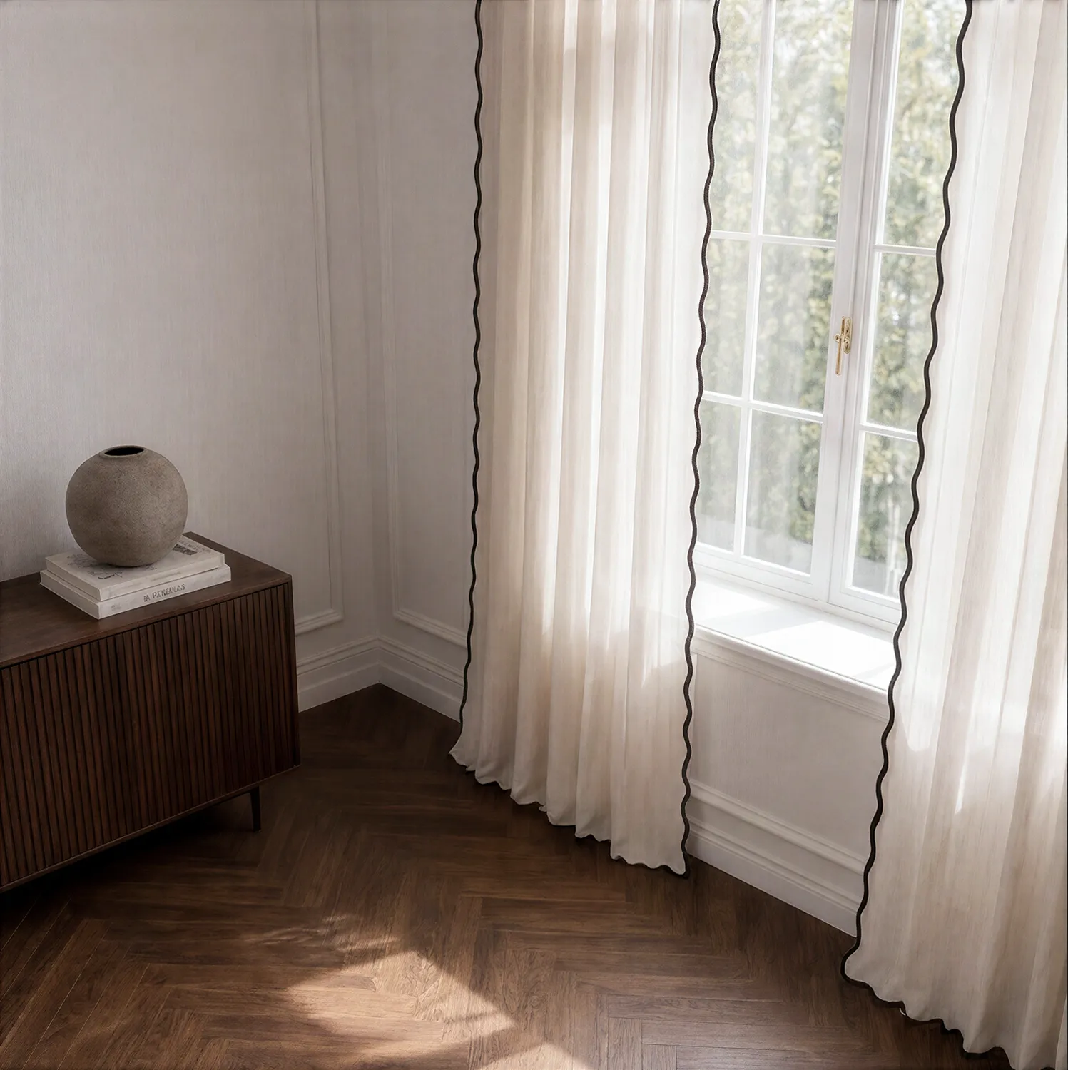 Gardiner 2-pakning - Bomullsgardiner Yrsa (lys beige)