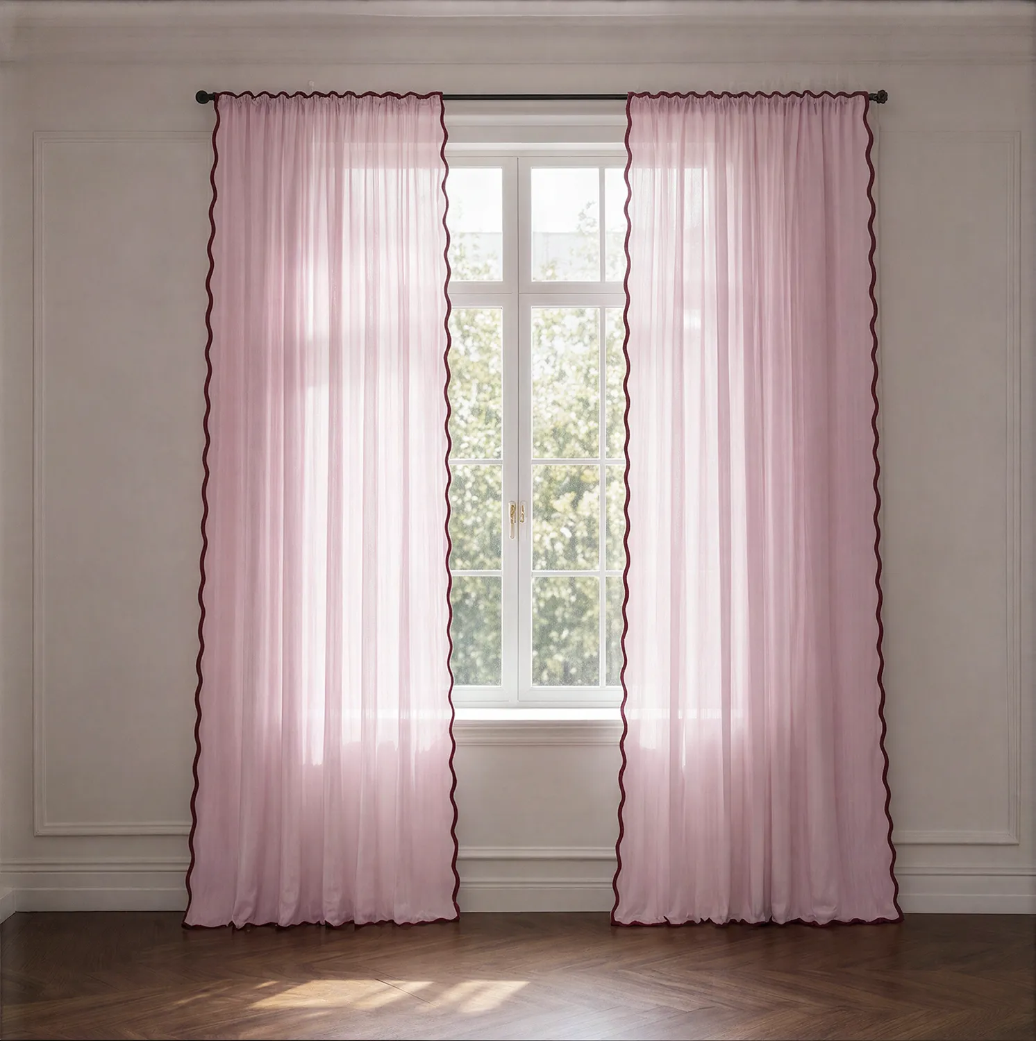 Gardiner 2-pakning - Bomullsgardiner Yrsa (rosa)