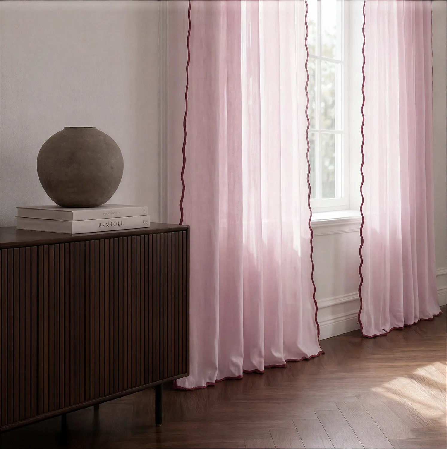 Gardiner 2-pakning - Bomullsgardiner Yrsa (rosa)