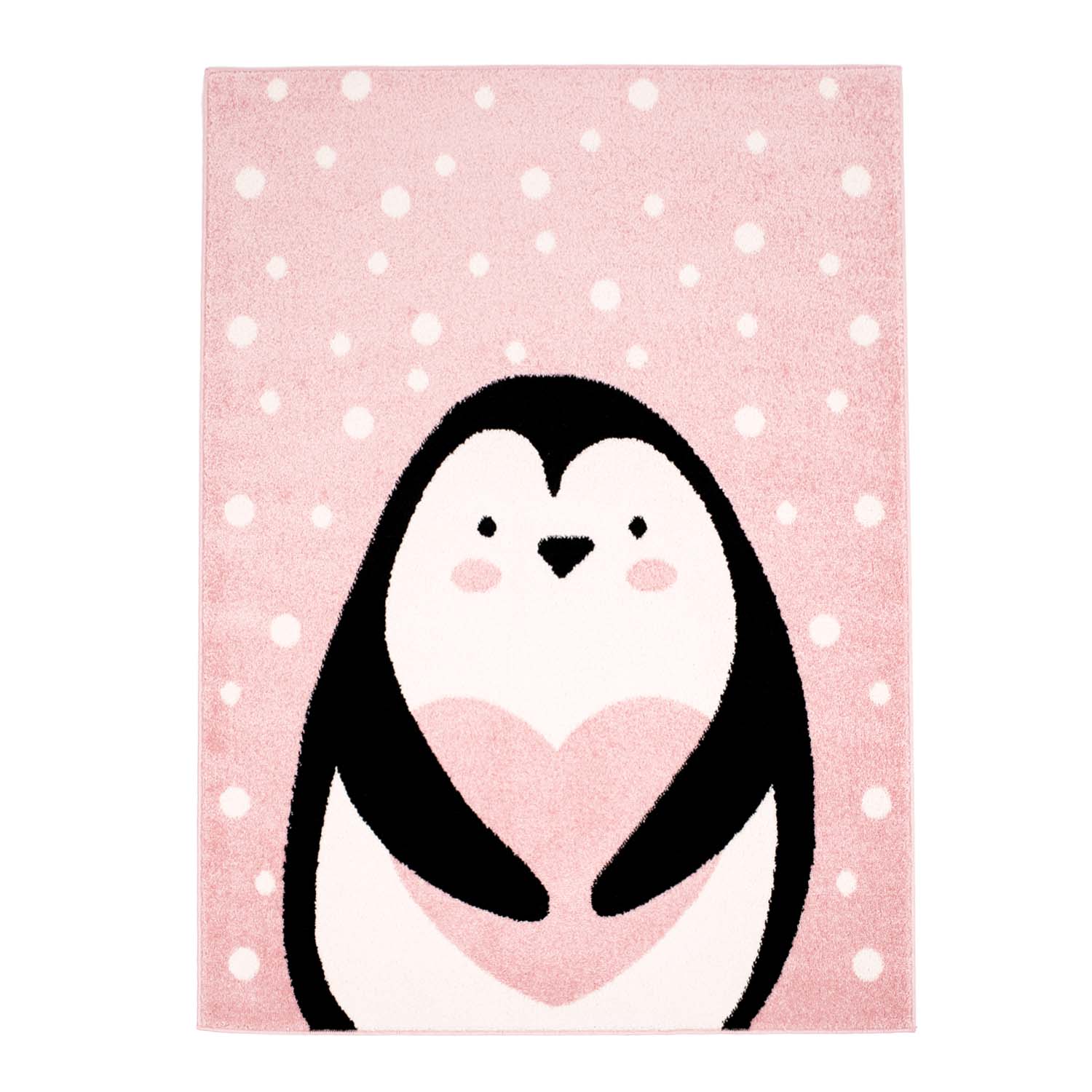 BARNETEPPE Teppe til barnerom for gutt jente med dyr Bubble Penguin rosa Pingvin