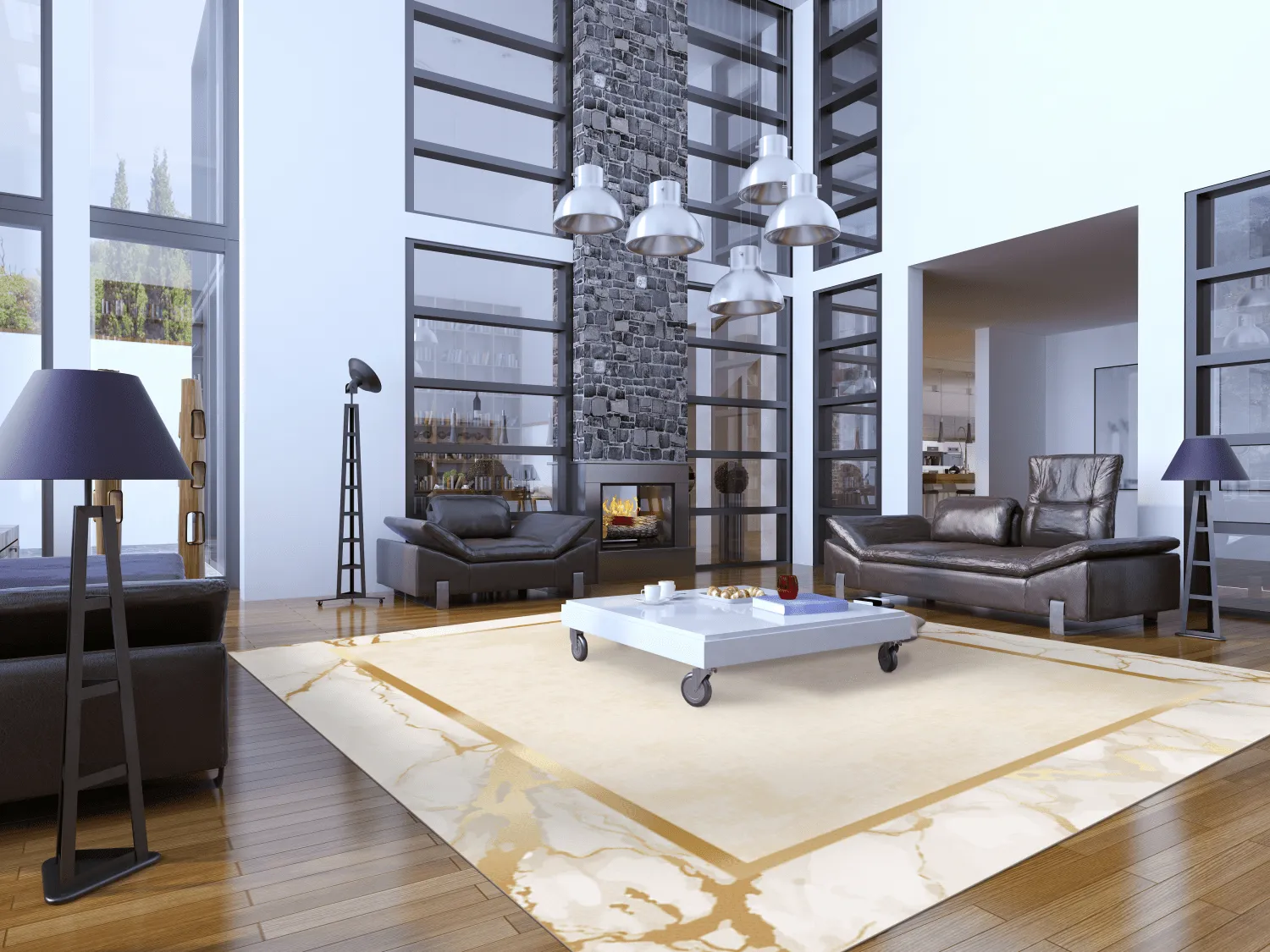 Wilton-teppe - Cerasia (beige/hvit/gull)