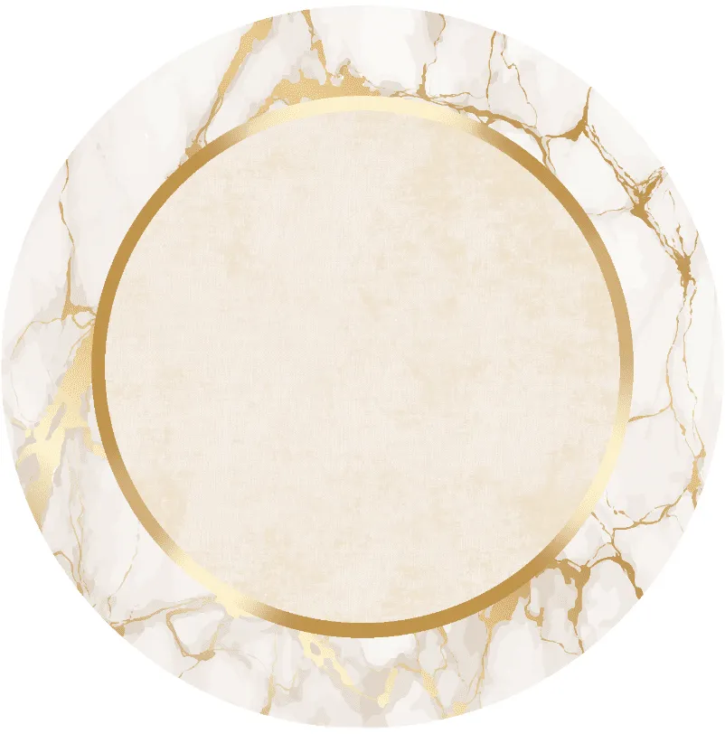 Rundt teppe - Cerasia (beige/hvit/gull)