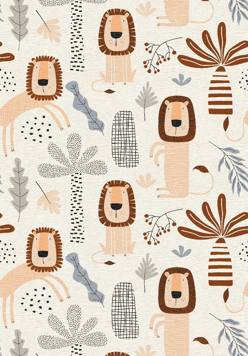Barneteppe - Lion Friends (beige)
