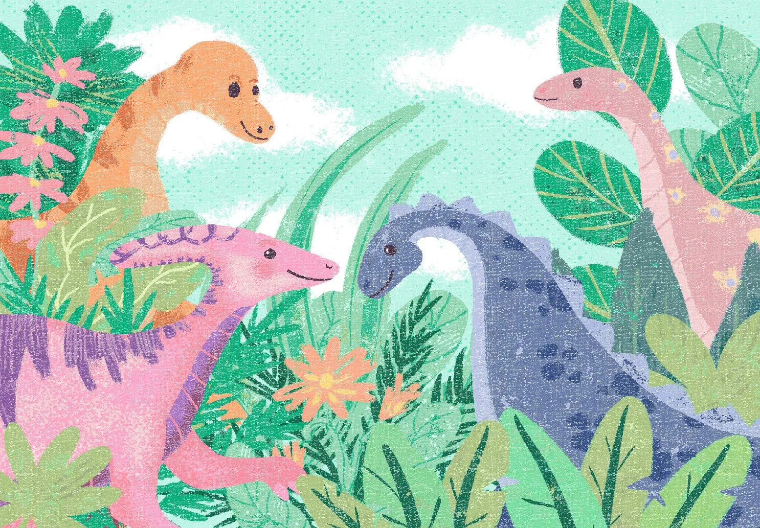 Barneteppe - Dino Friends (multi)