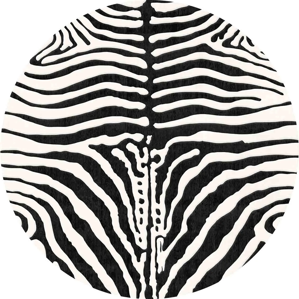Rundt teppe - Zebra (svart/hvit)