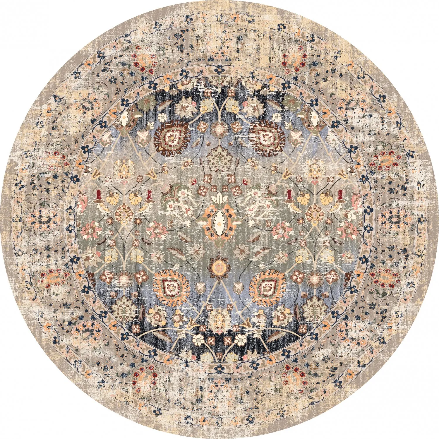 Rundt teppe - Bouhjar (beige/multi)