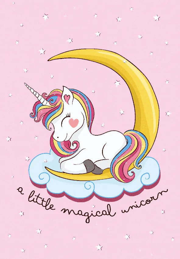 Barneteppe - Magical Unicorn (rosa)