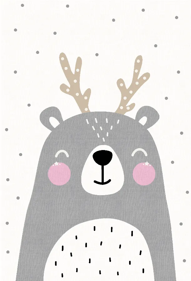 Barneteppe - Happy Bear (hvit)