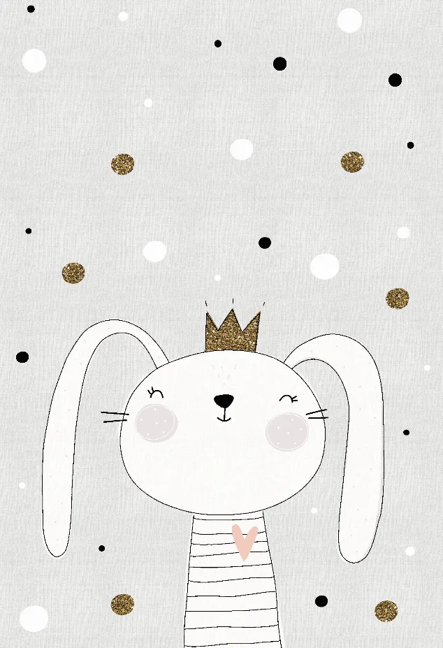 Barneteppe - Rabbit Crown (grå)