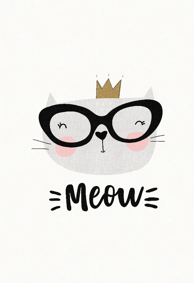 Barneteppe - Reading Cat (hvit)