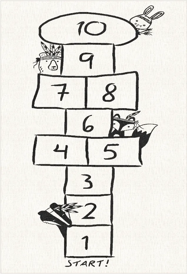Barneteppe - Hopscotch Animals (hvit)