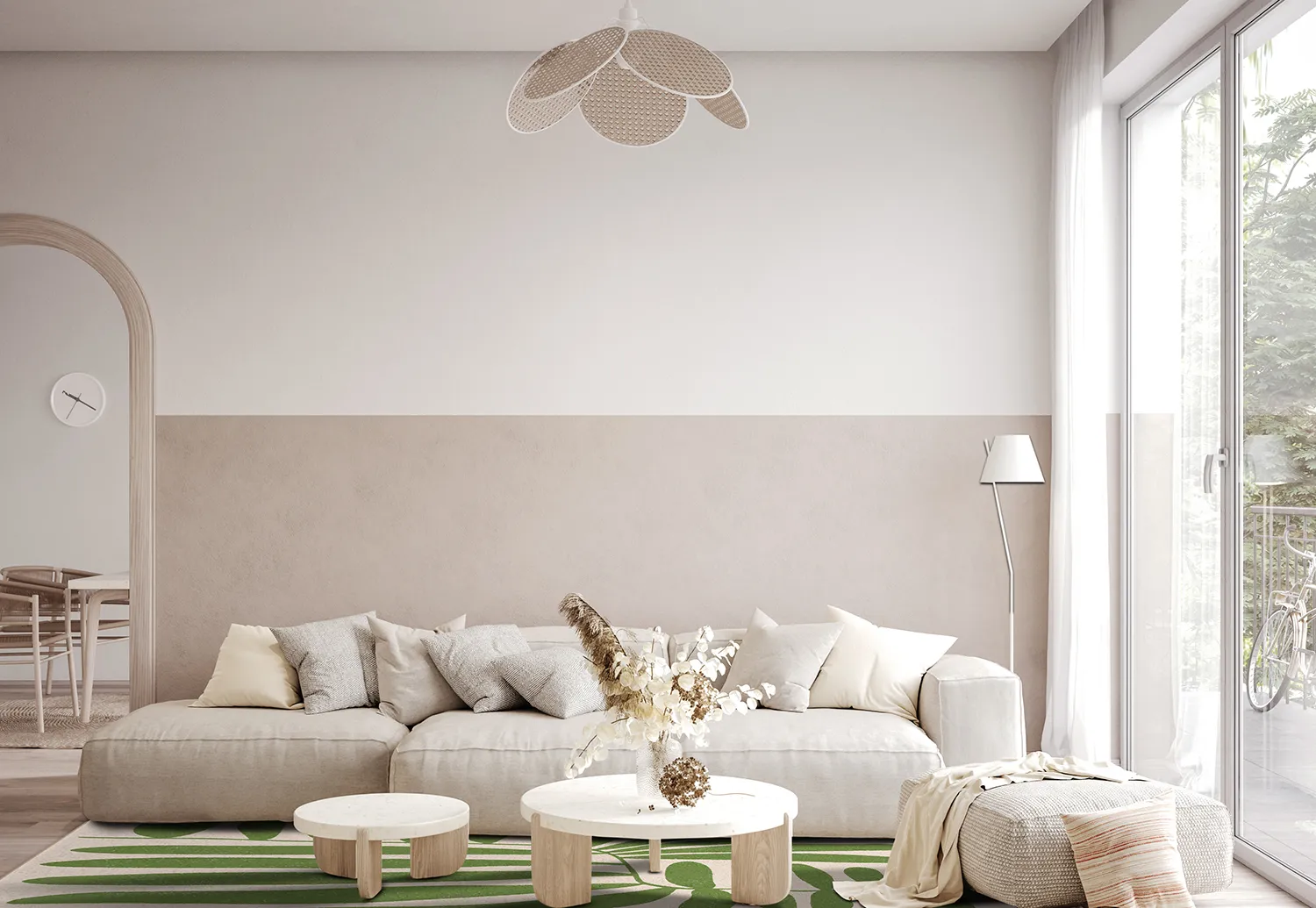 Wilton-teppe - Romilly (beige/grønn)