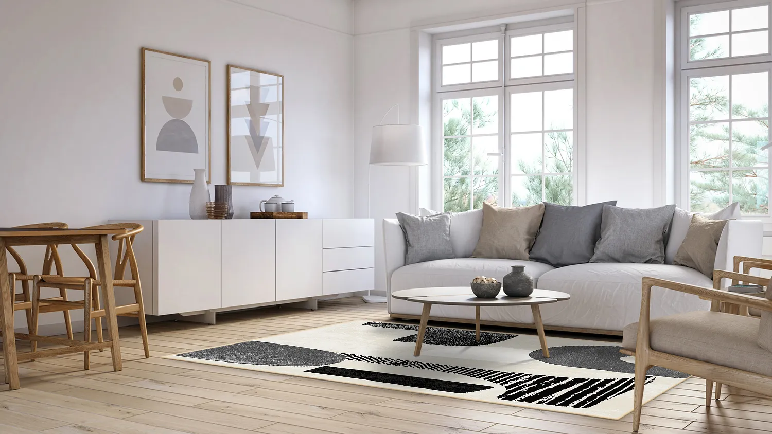 Wilton-teppe - Suki (beige/svart)
