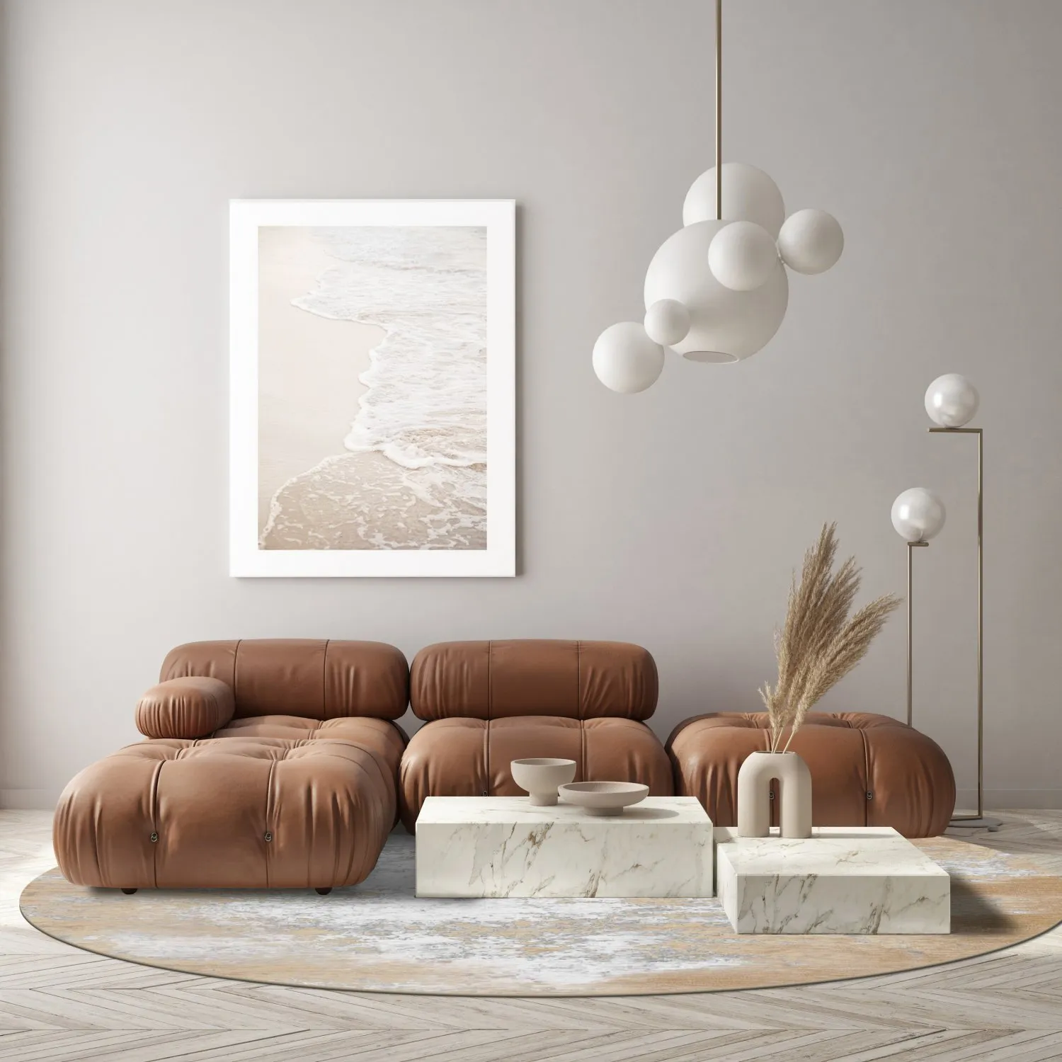 Rundt teppe - Zarzi (beige)