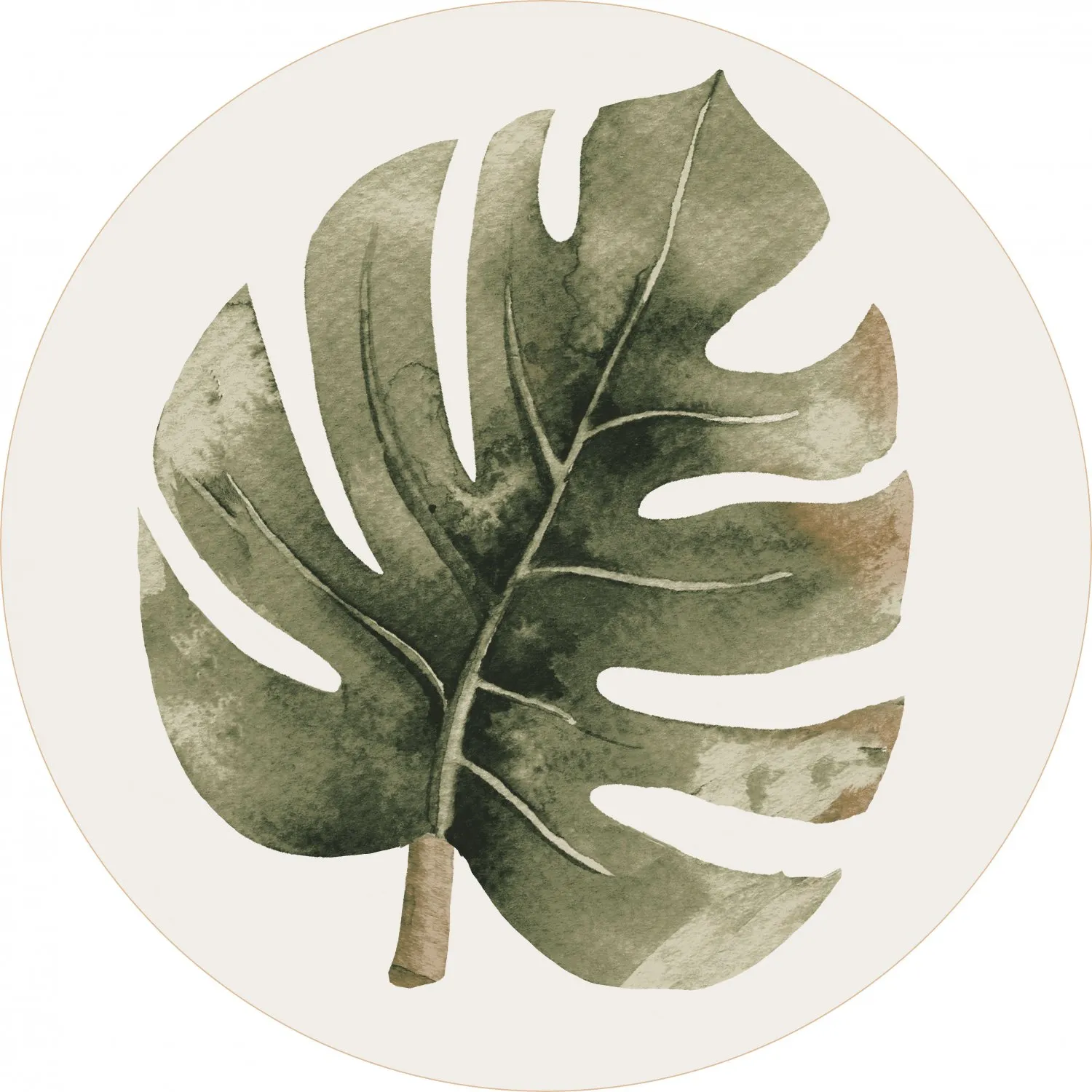 Rundt teppe - Falling Leaves (grønn)