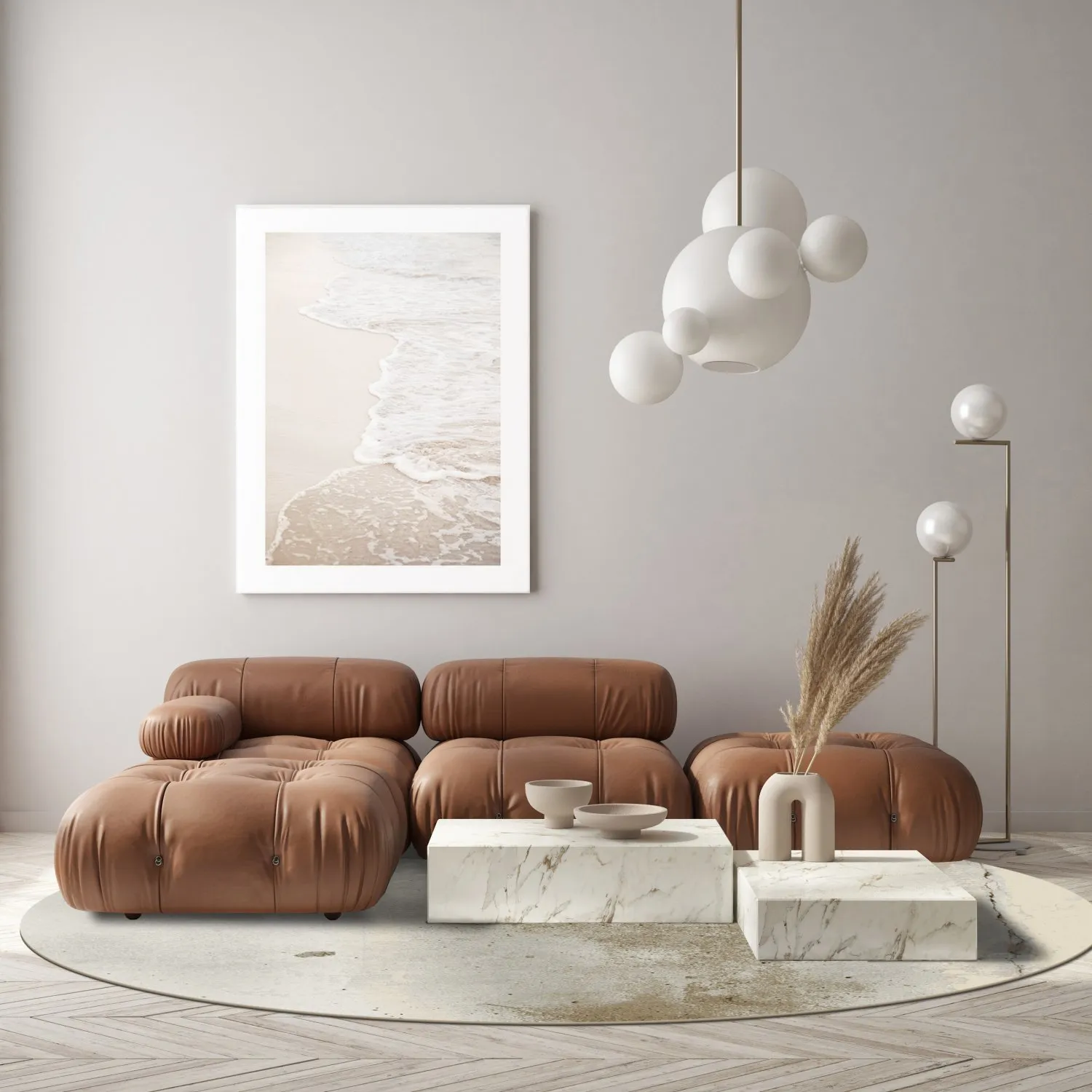 Rundt teppe - Aurelia (beige)