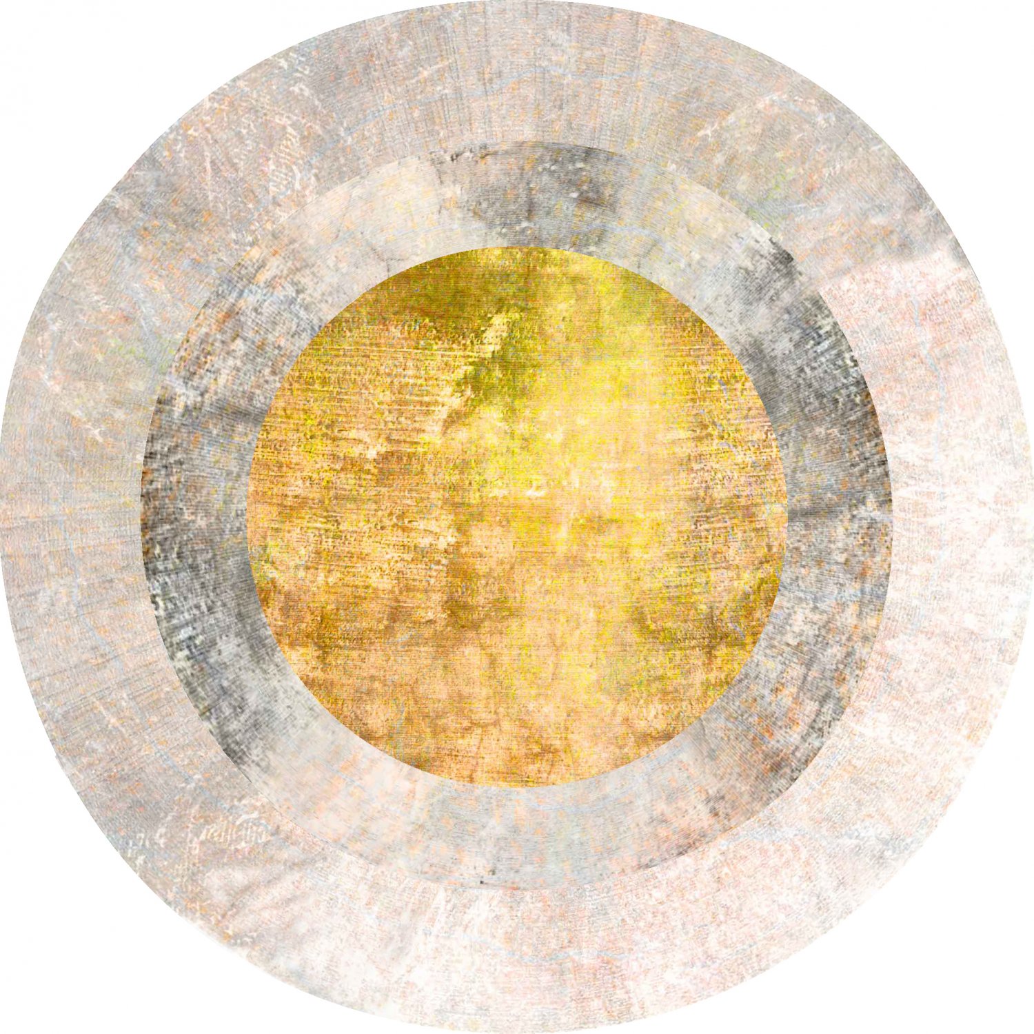 Rundt teppe - Budoni (grå/beige/gul)
