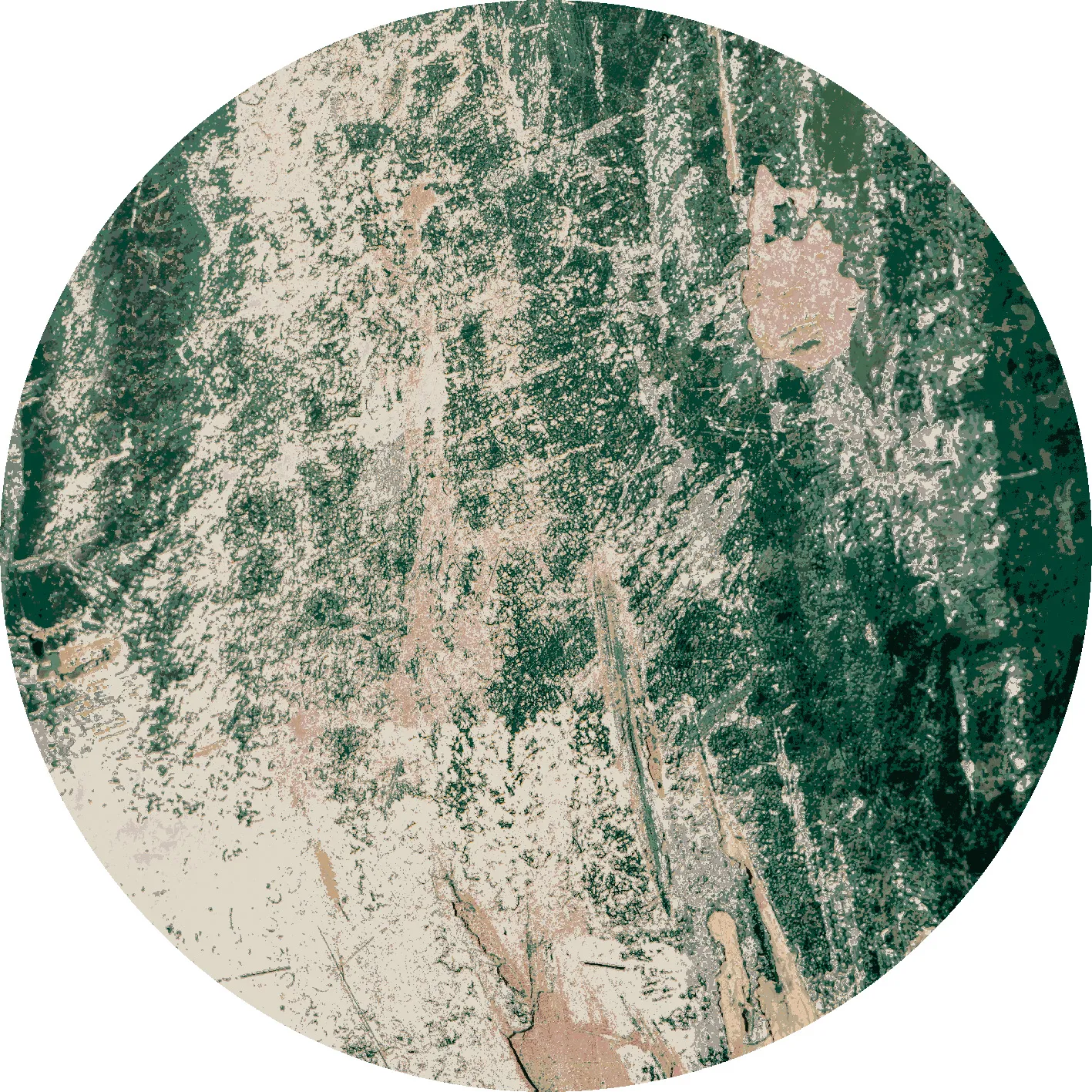 Rundt teppe - Tamalous (beige/grønn)