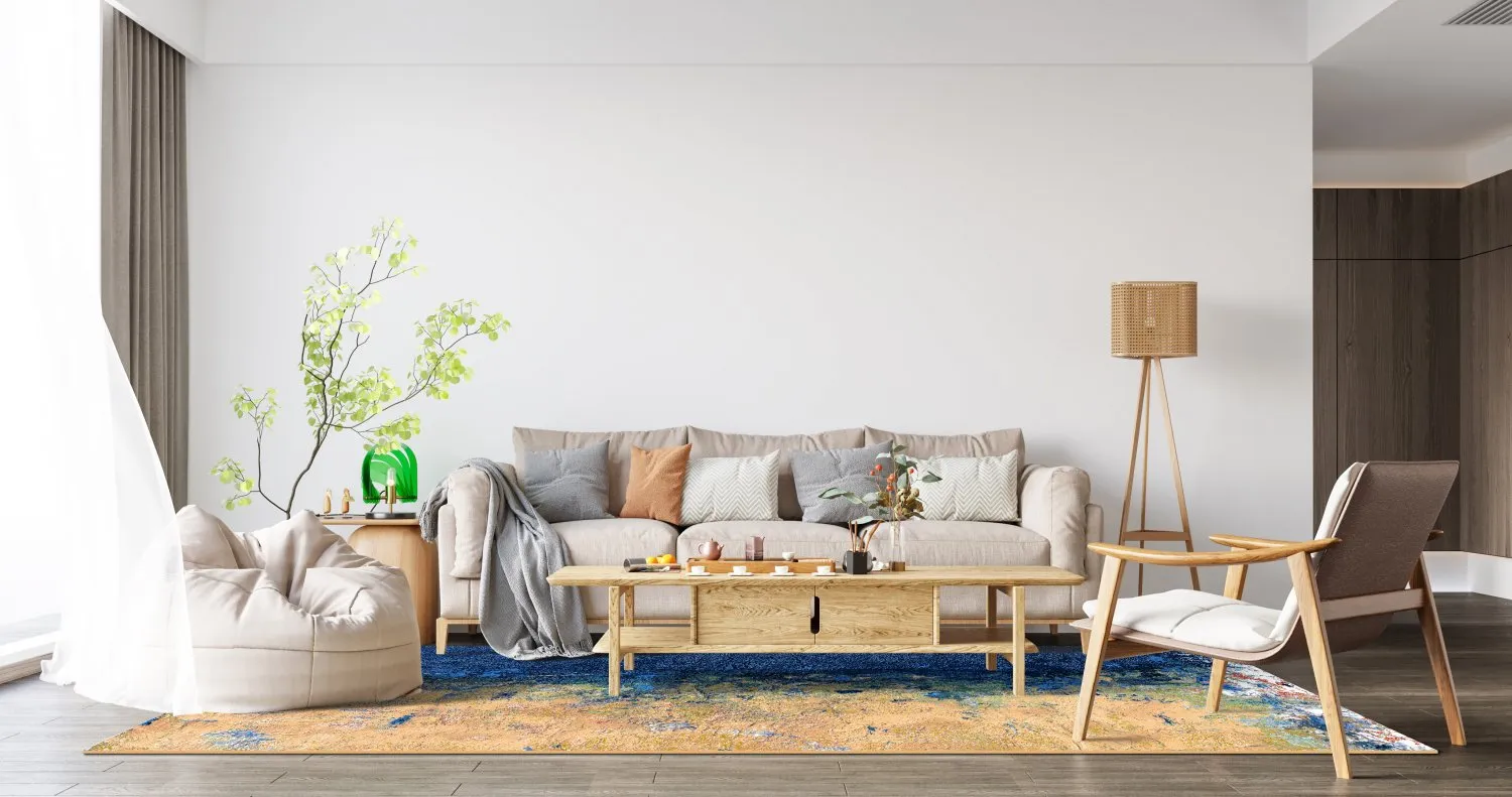 Wilton-teppe - Sindia (beige/blå)