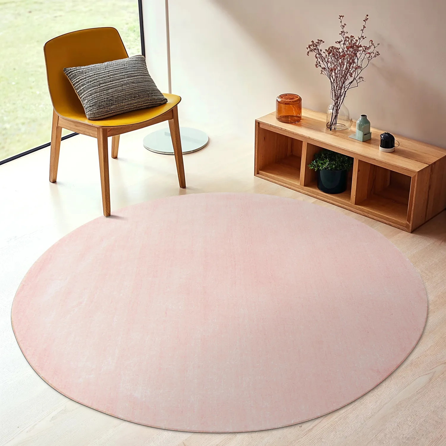 Rundt teppe - Recycled PET with viscose look (rosa)