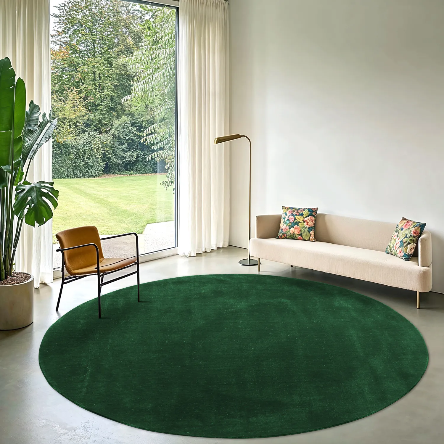 Rundt teppe - Recycled PET with viscose look (grønn)