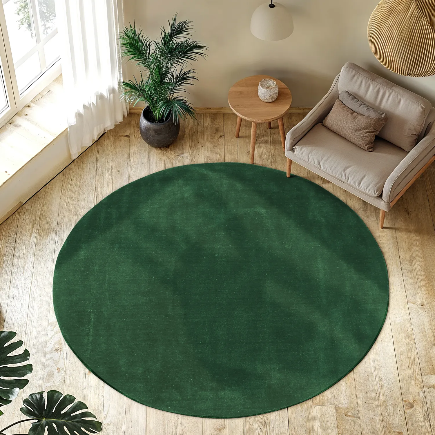 Rundt teppe - Recycled PET with viscose look (grønn)