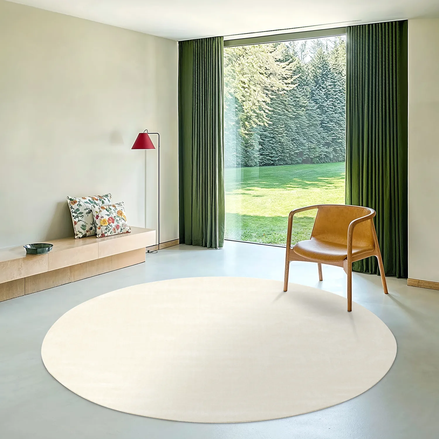 Rundt teppe - Recycled PET with viscose look (offwhite)