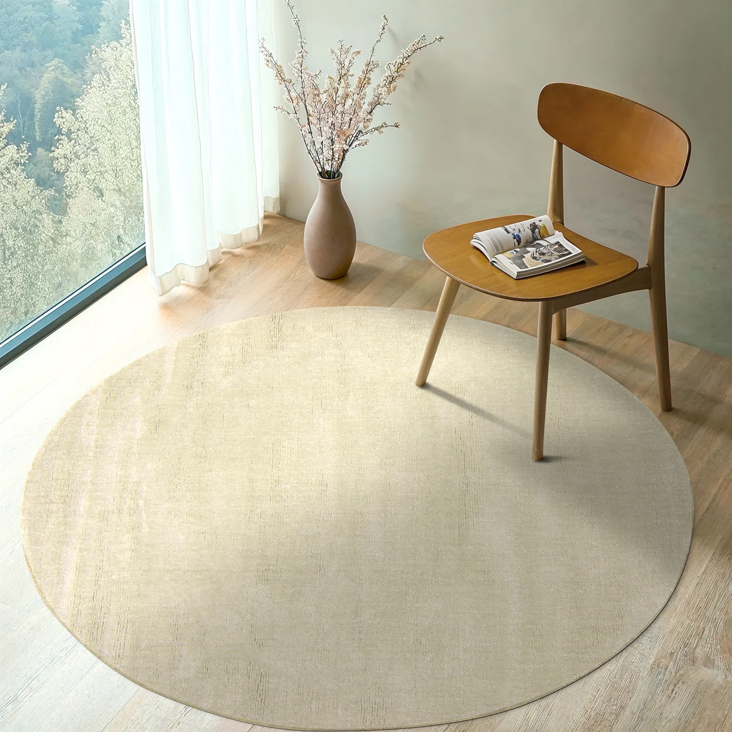 Rundt teppe - Recycled PET with viscose look (mint)