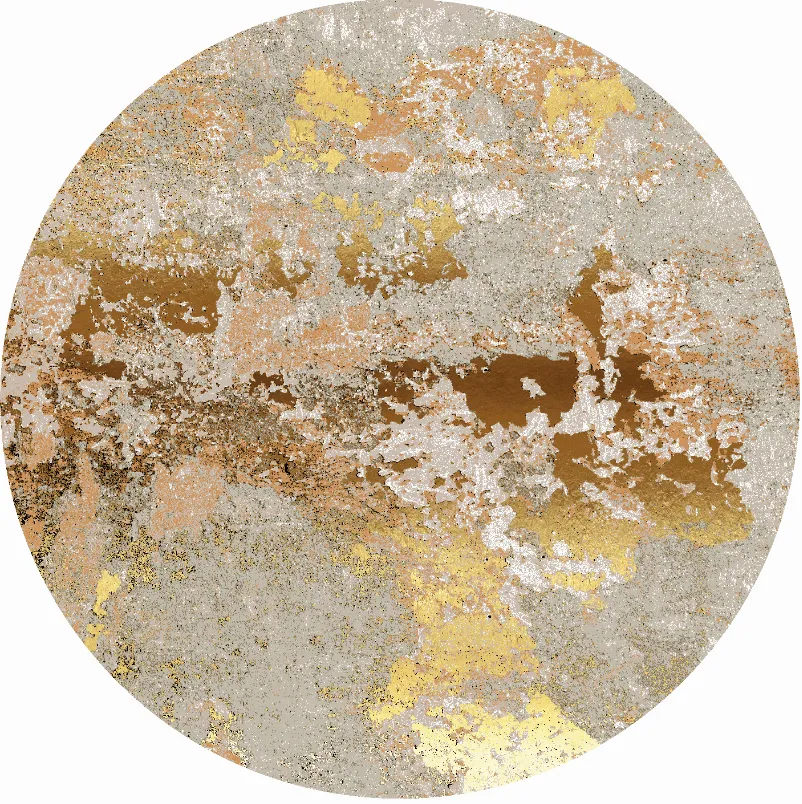 Rundt teppe - Elena (beige/gull)