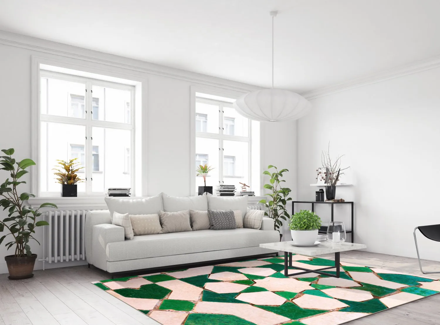 Wilton-teppe - Chia (grønn/beige)