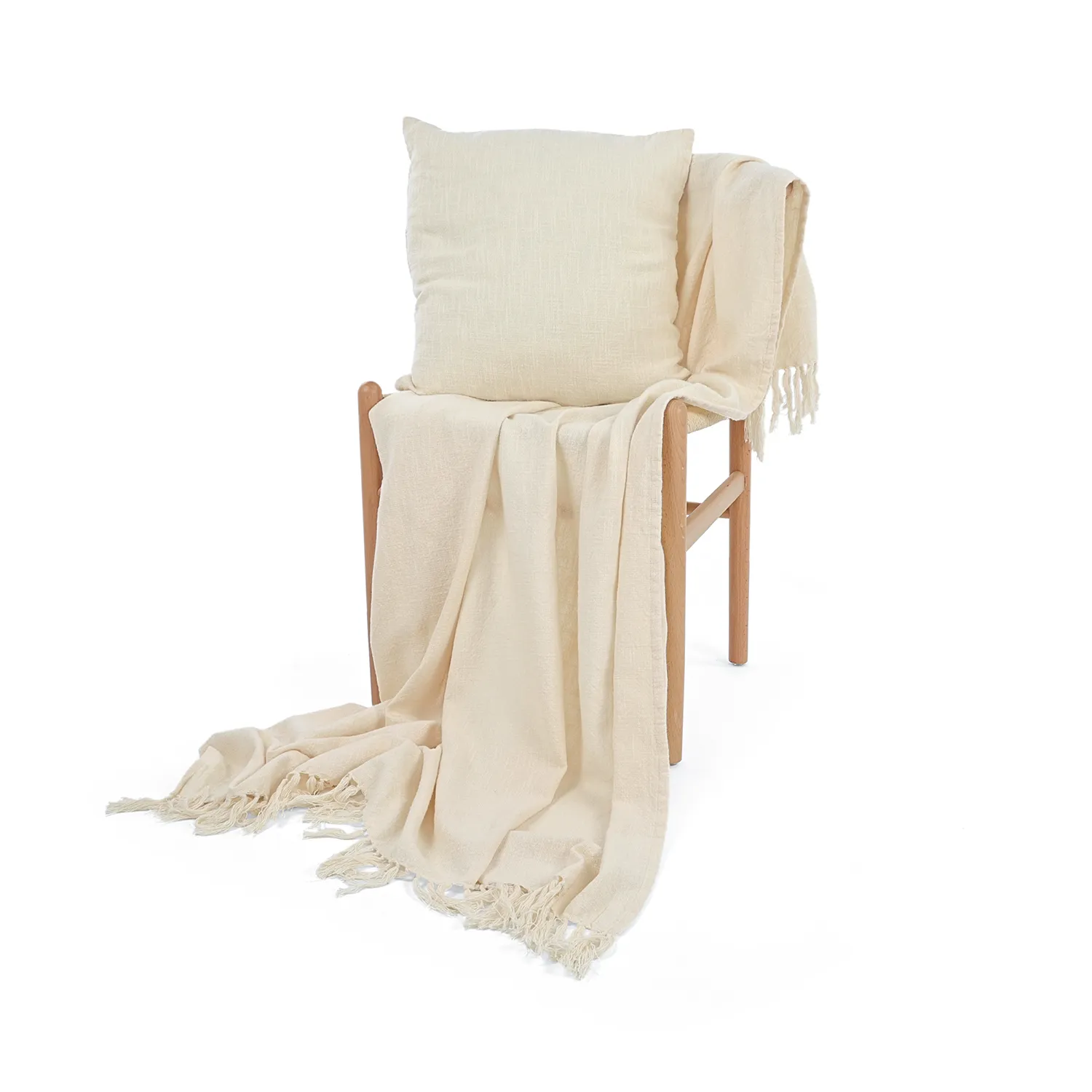 Pledd - Veya cotton throw (krem)