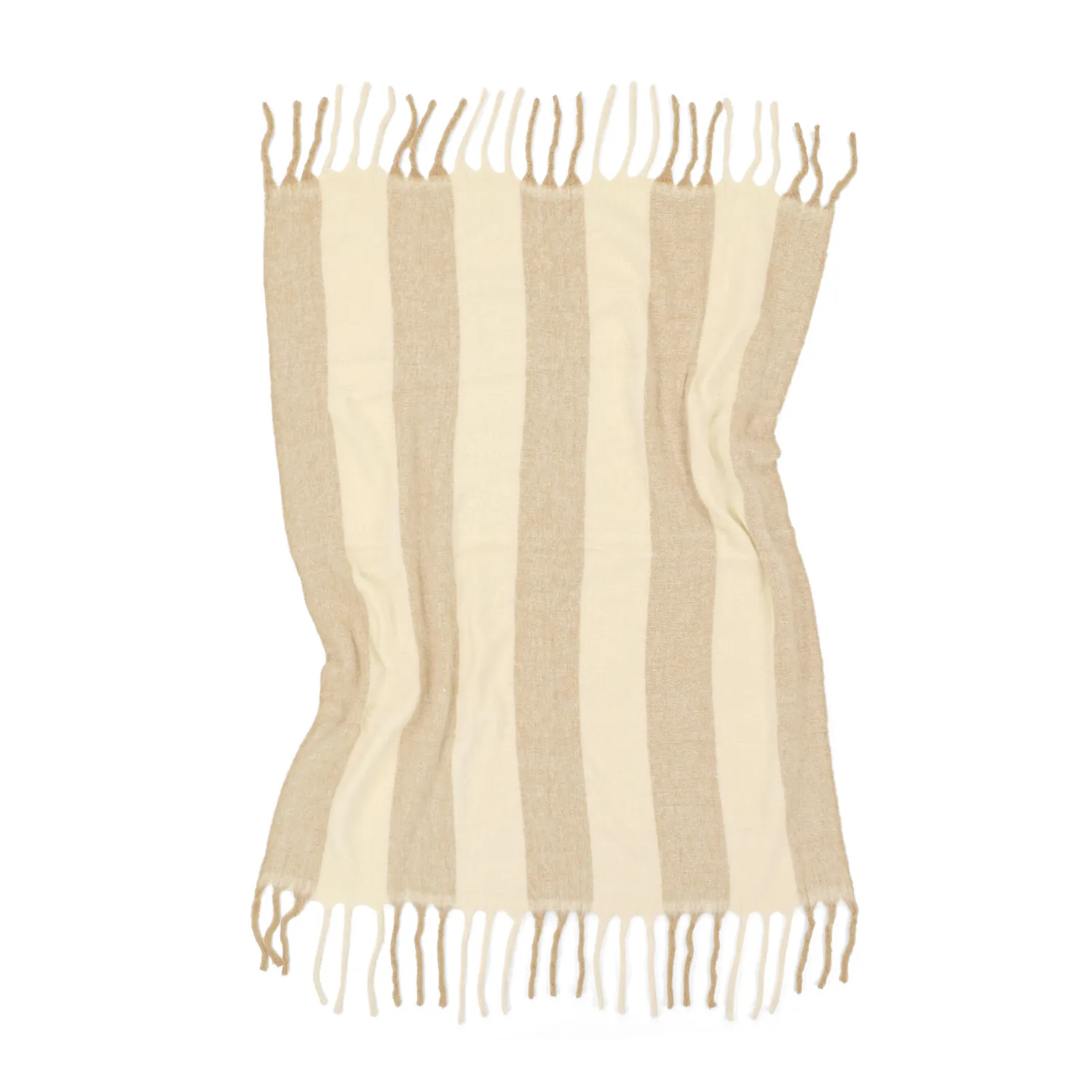 Tepper - Ullmixpledd - Beatriz Stripe (beige/hvit)
