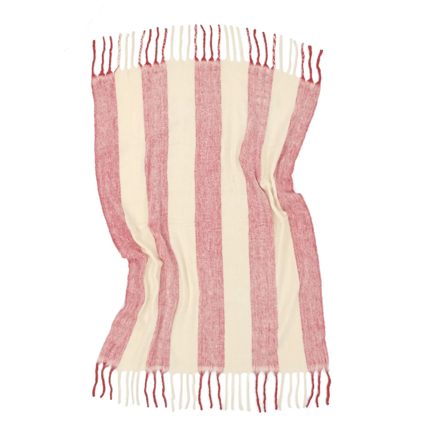 Tepper - Ullmixpledd - Beatriz Stripe (rød/hvit)