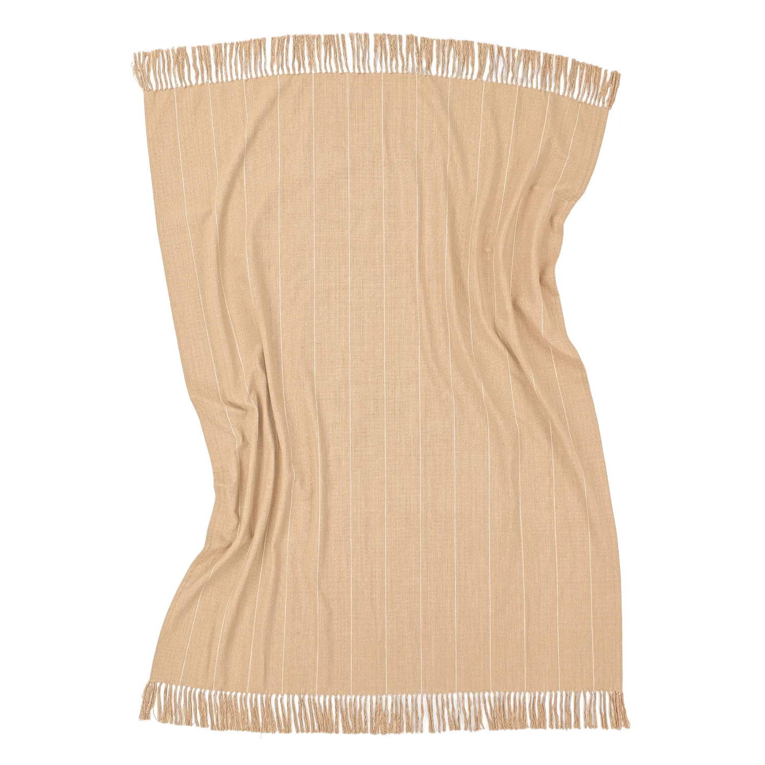 Tepper - Bomullspledd - Martina Stripe (beige/hvit)