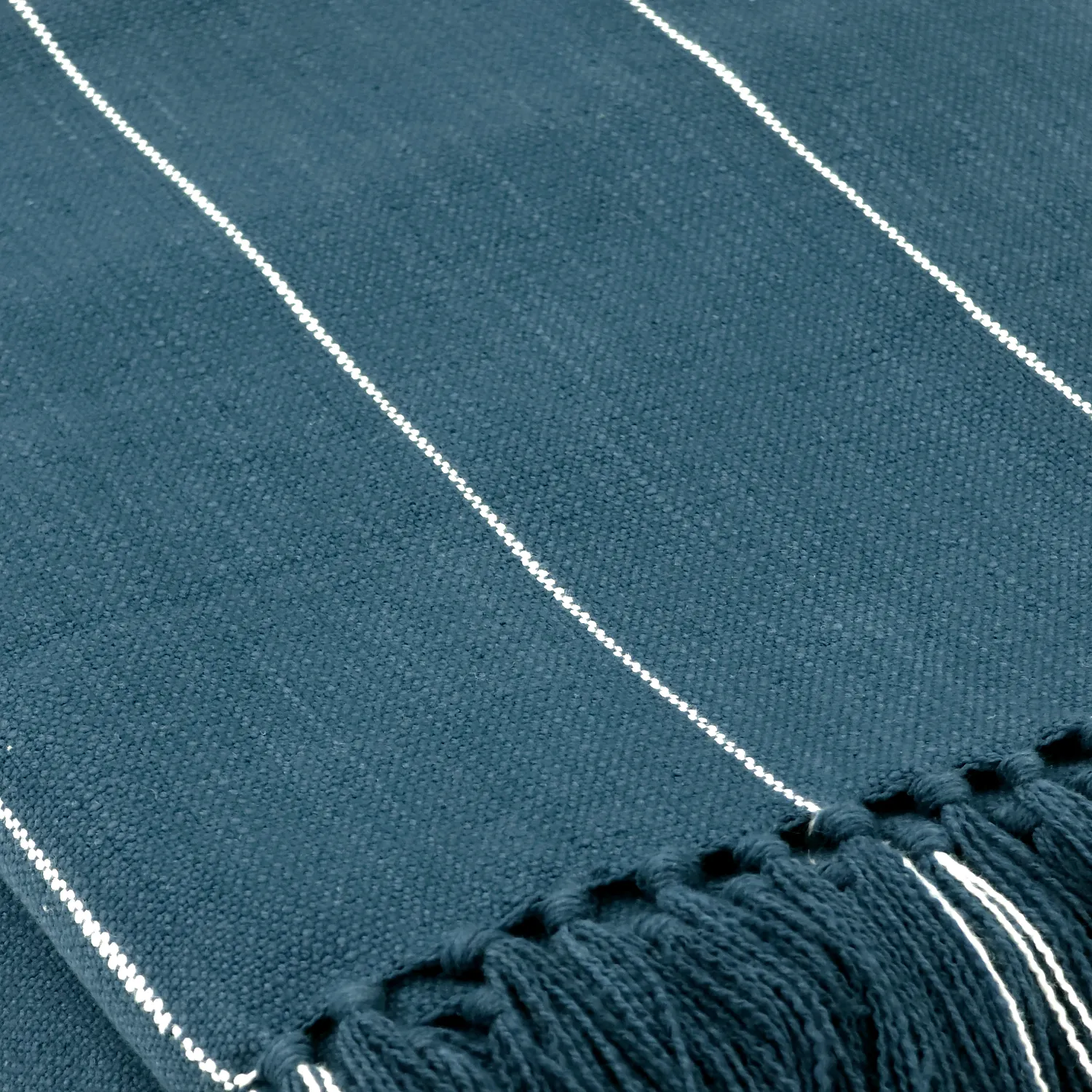 Tepper - Bomullspledd - Martina Stripe (blå/hvit)
